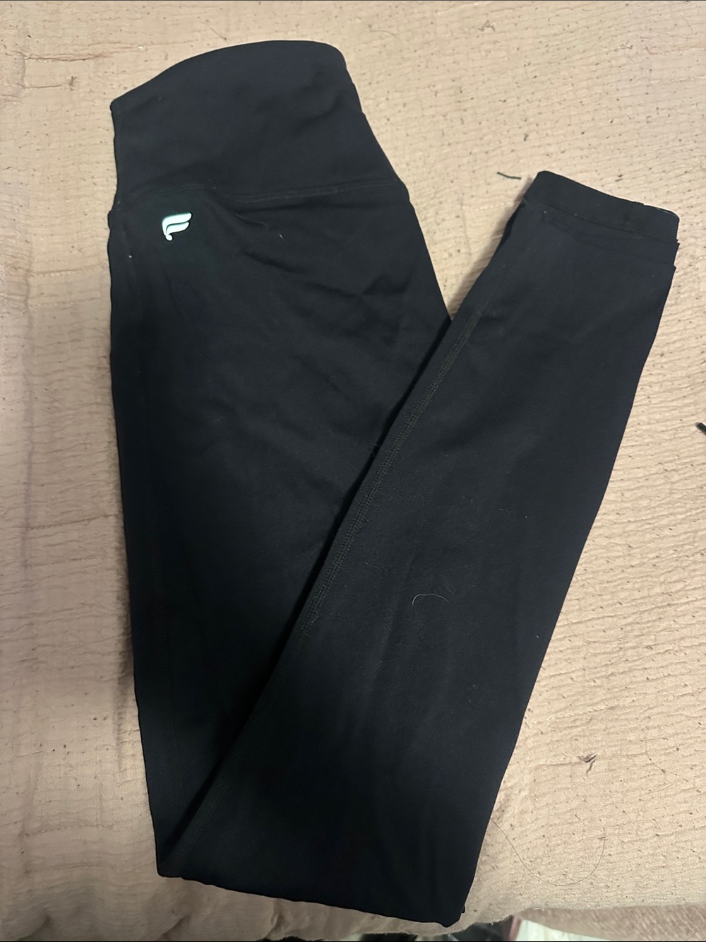 Fabletics Black High-Waist Leggings with Small Logo